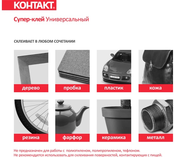 Универсальный супер-клей Контакт 1 г, (12 на карте) 23106