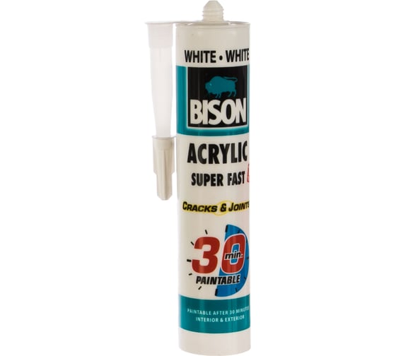 Герметик акриловый супербыстрый BISON ACRYLIC 30 MIN WHITE 30 мин 300 ML 6306980