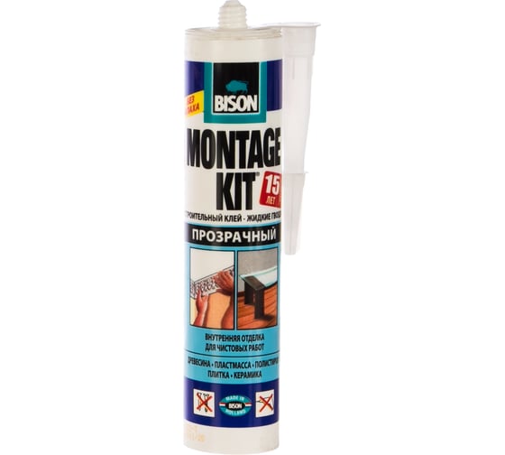 Клей BISON MONTAGEKIT ПРОЗРАЧНЫЙ 310G 6304338