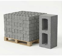 Пескобетонный блок двухпустотный перегородочный ЯЗСМ, 390x100x188 мм, 2520 штук (18,48 м³) 4640013520261