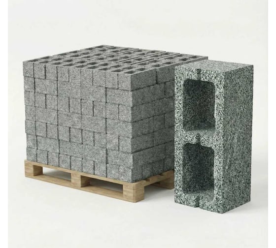 Керамзитобетонный блок двухпустотный ЯЗСМ 390x190x188, 1980 штук 4640013520797