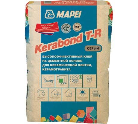 Плиточный клей MAPEI KERABOND T-R серый, 25 кг 001725