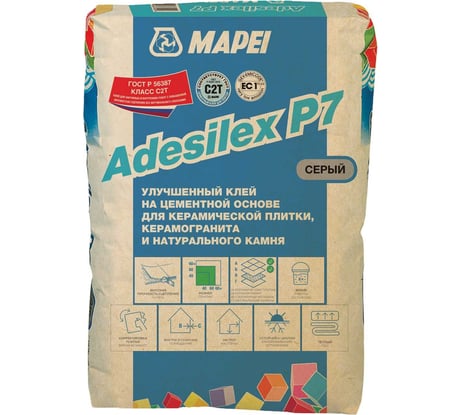 Плиточный клей MAPEI Adesilex P7 серый, 25 кг 2182125