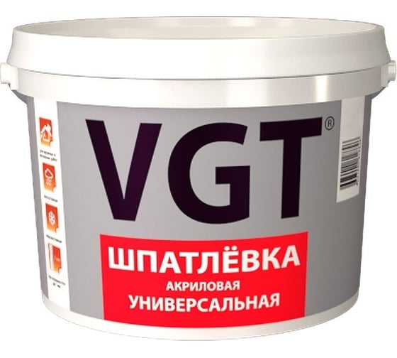Универсальная акриловая шпатлевка VGT для наружных и внутренних работ, 1 кг 18654