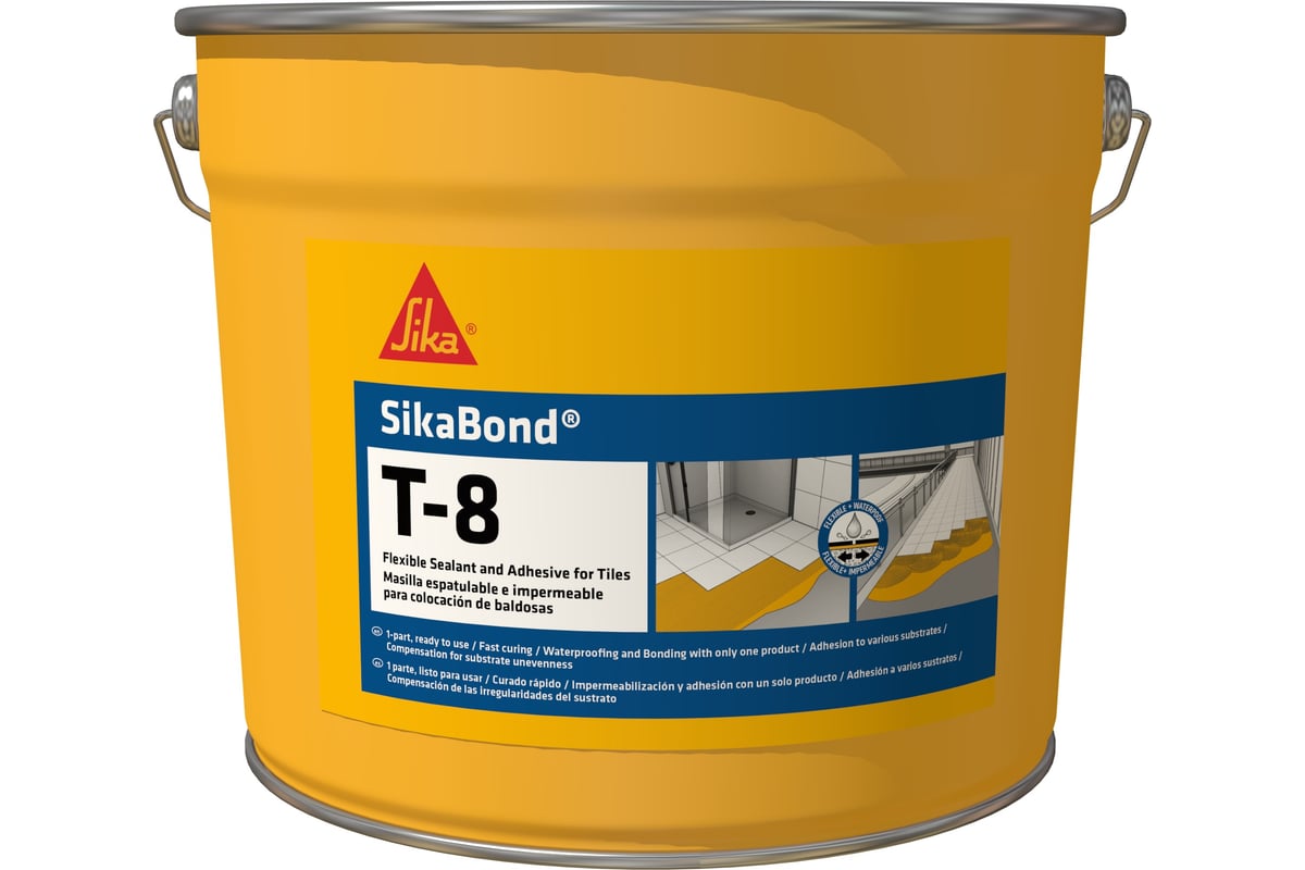 Гидроизоляционный клей Sika SikaBond-T8 I-Cure полиуретан, банка 5 л ...