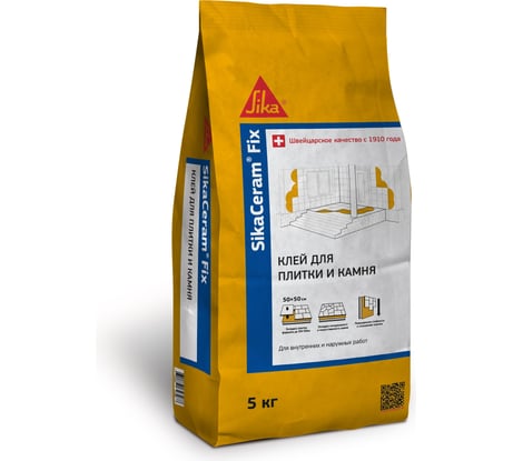 Плиточный клей для керамической плитки SIKA Ceram Fix (С0 Т) Мешок 5 КГ 574947