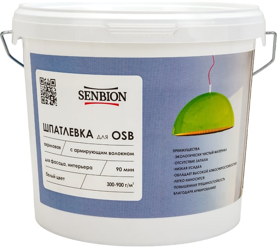 Акриловая шпатлевка с армирующим волокном для OSB SENBION 7 кг S-Шп-15222/7