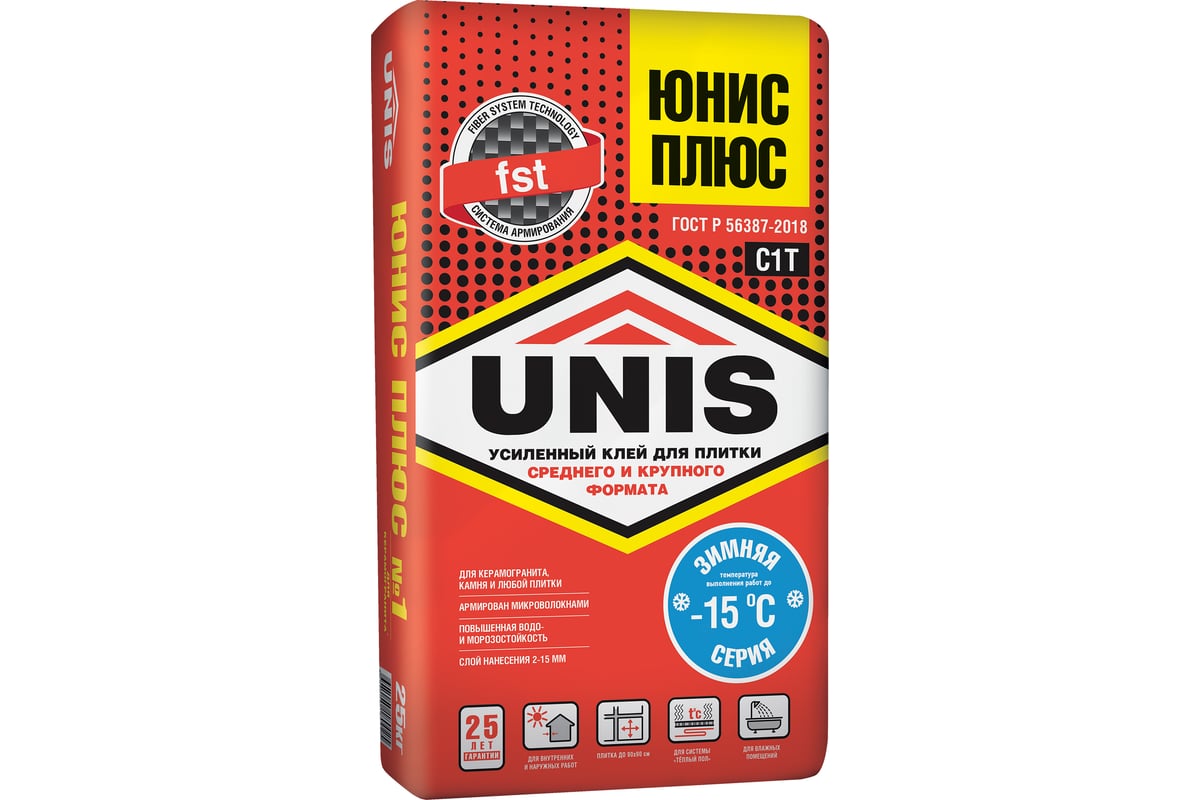 Плиточный клей UNIS Плюс зимний, 25 кг 4607005184658 - выгодная цена ...