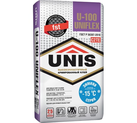 Эластичный клей UNIS Uniflex u-100 зимний, 25 кг 4607005184672