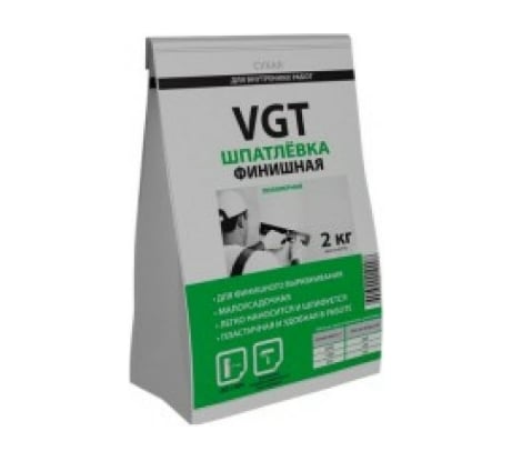 Финишная полимерная сухая шпаклевка 2 кг для внутренних работ VGT 11601969