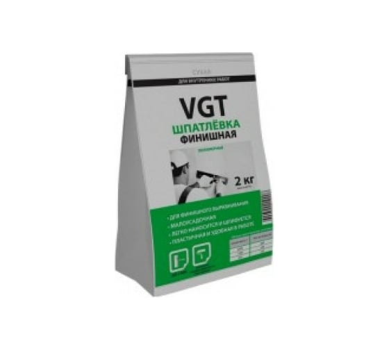 Финишная полимерная сухая шпаклевка 2 кг для внутренних работ VGT 11601969