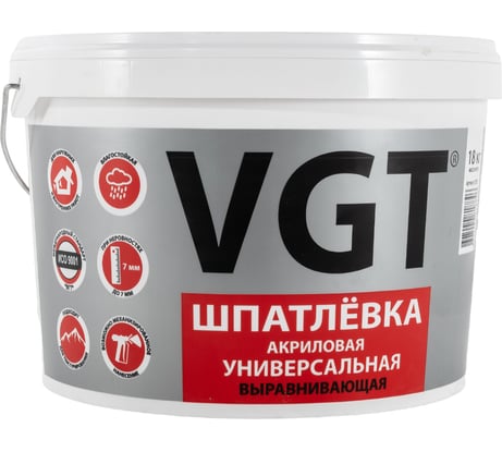 Универсальная акриловая шпаклевка18 кг для наружних и внутренних работ VGT 57645