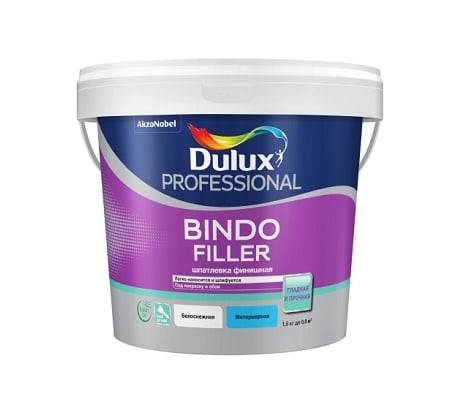 Финишная колеруемая безусадочная шпаклевка под покраску и обои DULUX BINDO FILLER 1,5 кг 5319761