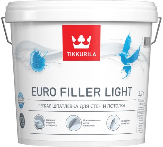 Шпаклевка лёгкая (KTA; 2,7 л) Euro Filler Light TIKKURILA 53829