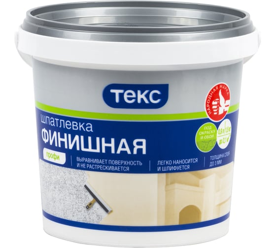 Шпатлевка латексная финишная ПРОФИ 1.5 кг ТЕКС 19203