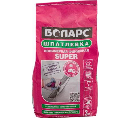 Шпатлевка финишная БОЛАРС SUPER, 2100, 3 кг 00000007466