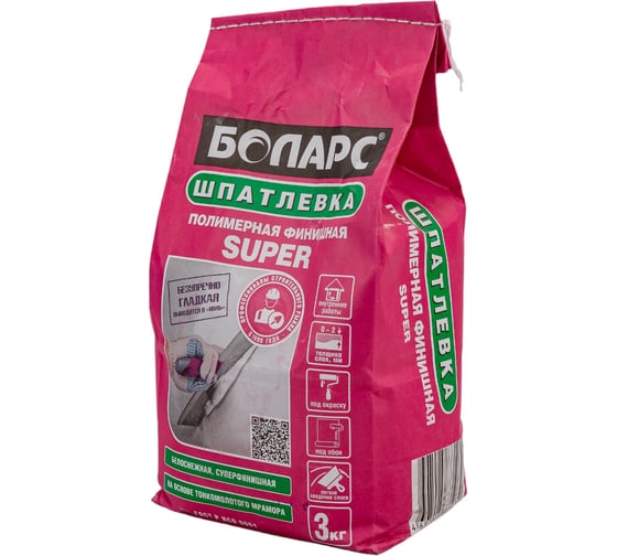 Шпатлевка финишная SUPER 3 кг БОЛАРС 00000007466