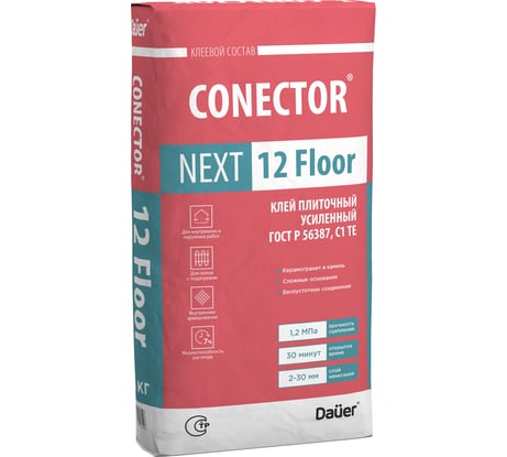 Клей плиточный Dauer CONECTOR NEXT 12 Floor усиленный, 25 кг 32291