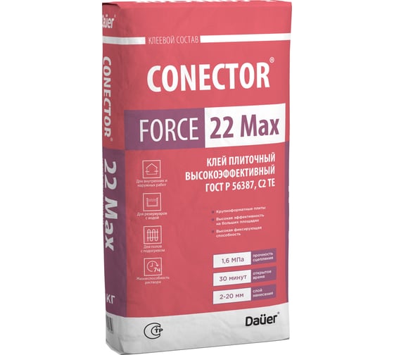 Клей плиточный Dauer CONECTOR FORCE 22 Max высокоэффективный, 25 кг 33113 1