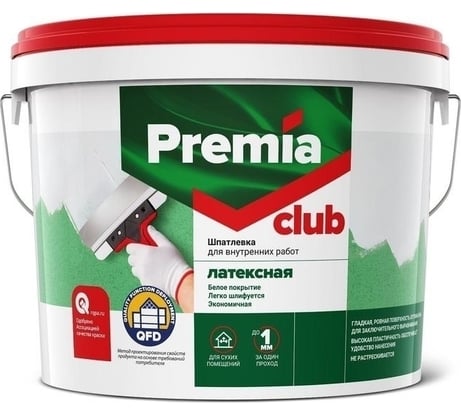 Латексная шпатлевка для внутренних работ PREMIA CLUB ведро 17 кг О03941