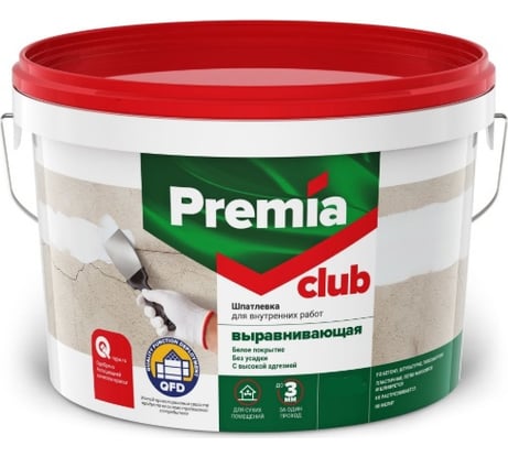 Шпатлевка выравнивающая Premia Club для внутренних работ, 17 кг О03933