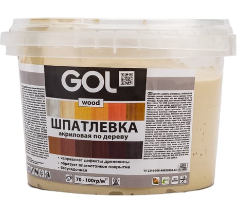 Шпатлевка акриловая по дереву МАСТЕР GOL Wd.250.02 (0.65 кг; светлый дуб) Palizh 11605753