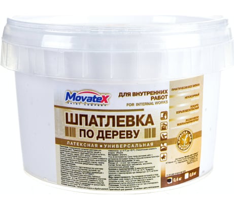 Шпаклевка по дереву (0.4 кг; белая) Movatex Т02353