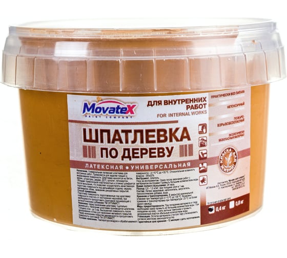 Шпаклевка по дереву (0.4 кг; орех светлый) Movatex Т16167