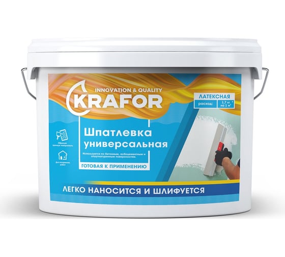 Шпатлевка латексная универсальная KRAFOR 3 кг 276498 1