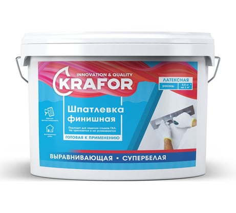 Шпатлевка латексная финишная выравнивающая KRAFOR 1,5 кг 276500