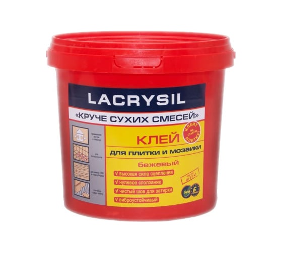 Клей акриловый Круче сухих смесей для плитки и мозаики 3 кг LACRYSIL 2
