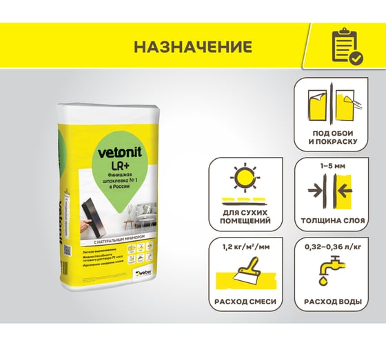 Финишная шпаклевка Vetonit LR+ 20 кг 1020747