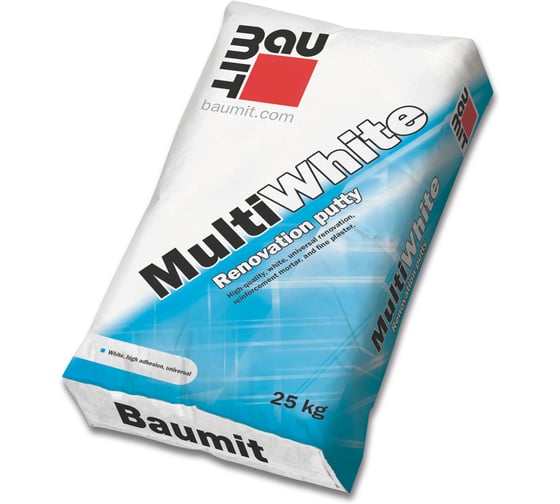 Ремонтная штукатурка мелкозернистая-пластичная Baumit MultiWhite, 25 кг 25 кг (1303)