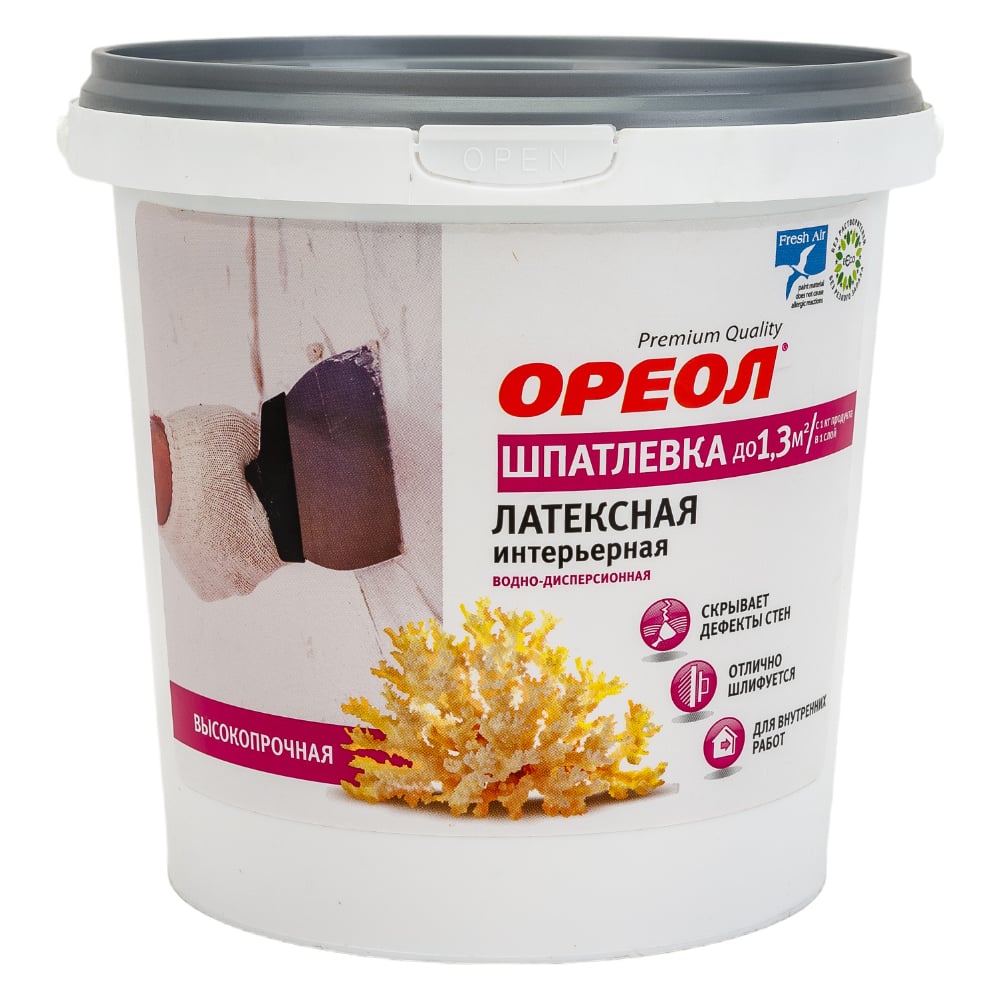 Интерьерная шпатлевка Ореол (водно-дисперсионная; латексная; 1.5 кг ...