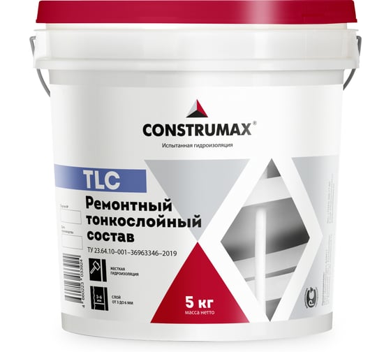 Состав ремонтный TLC Construmax 5 кг, тонкослойный водонепроницаемый, штукатурка 109688