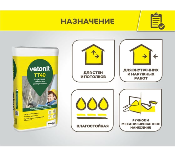 Цементная штукатурка Vetonit TT40 25 кг 1011486