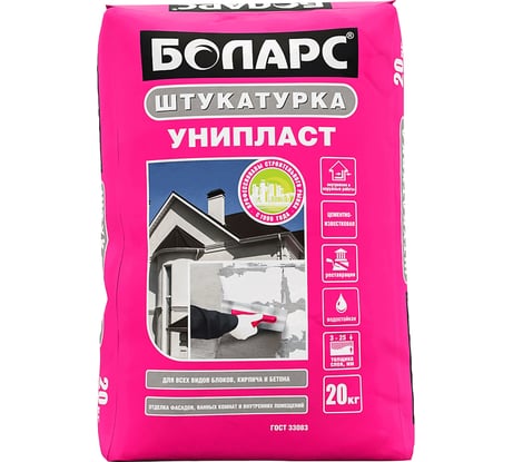 Известково-цементная штукатурка БОЛАРС УНИПЛАСТ 20 кг 00000014302