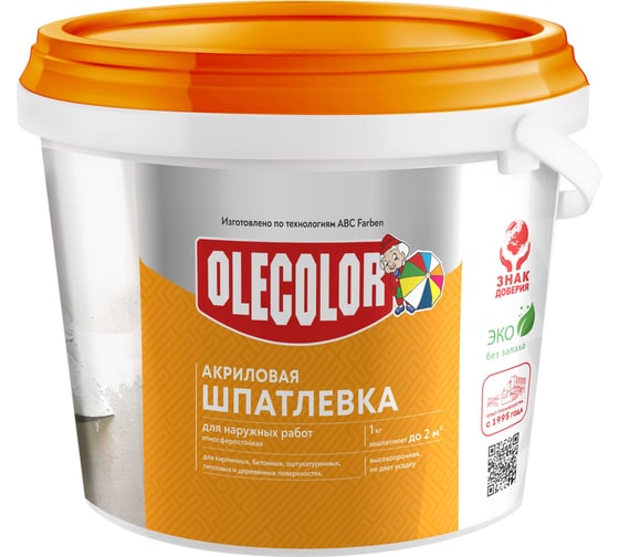 Акриловая шпатлевка OLECOLOR для наружных работ, 15 кг 4300000134