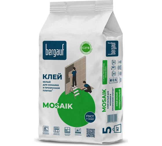 Клей для мозаики и прозрачной плитки Bergauf Mosaik (белый; 5 кг) 02891