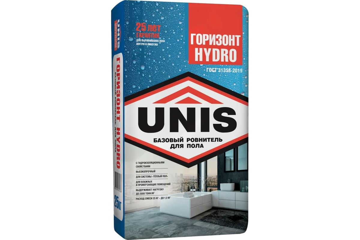 Стяжка-ровнитель пола UNIS Горизонт HYDRO 25 кг 50019 - выгодная цена ...