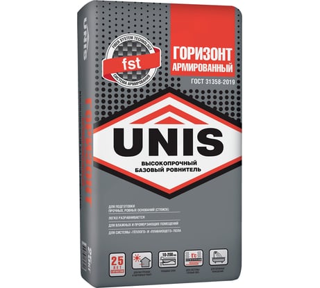 Армированная стяжка для пола UNIS ГОРИЗОНТ 25 кг 4607005182821