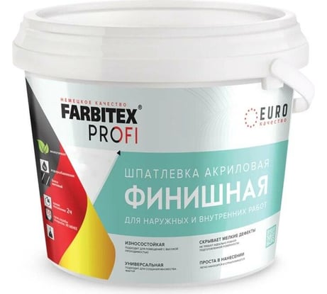 Акриловая финишная шпатлевка Farbitex для наружных и внутренних работ 4300008123
