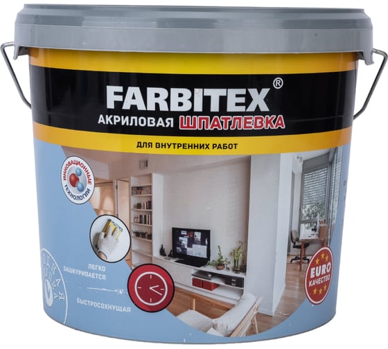 Акриловая шпатлевка Farbitex (для внутренних работ; 9 кг) 4300001565