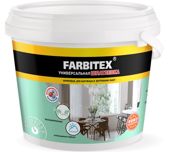 Акриловая шпатлевка Farbitex (для наружных и внутренних работ; 15 кг) 4300001569
