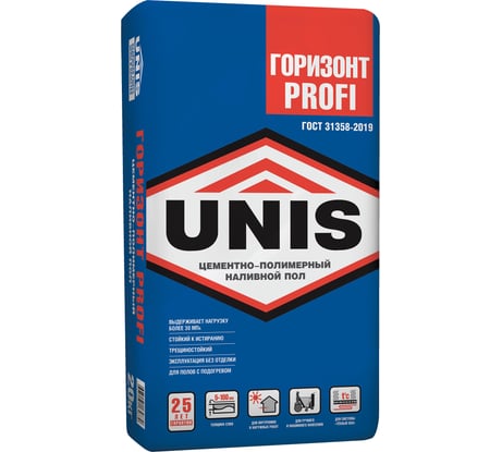 Наливной пол UNIS ГОРИЗОН Profi цементно-полимерный, 20 кг 4607005184870