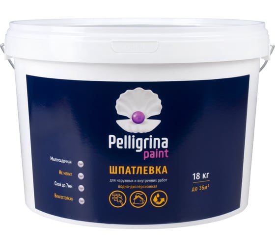 Универсальная акриловая шпатлевка PELLIGRINA PAINT для наружных и внутренних работ, 18 кг 231236
