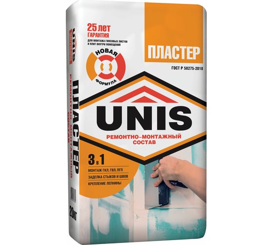 Клей-шпатлевка UNIS ПЛАСТЕР 20 кг 4607005180872