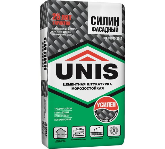Цементная штукатурка UNIS СИЛИН Фасадный 25 кг 4607005180889