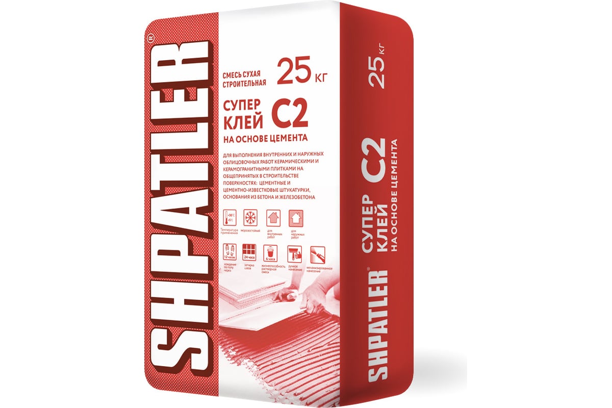 Универсальный клей на основе цемента ШПАТЛЕР С2, 25 кг Ш00014 ...