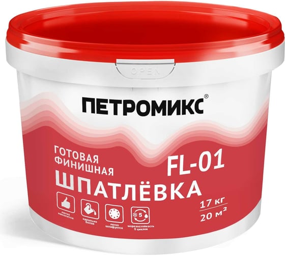 Готовая полимерная шпатлевка Петромикс FL-01 17 кг 00-00009021 1